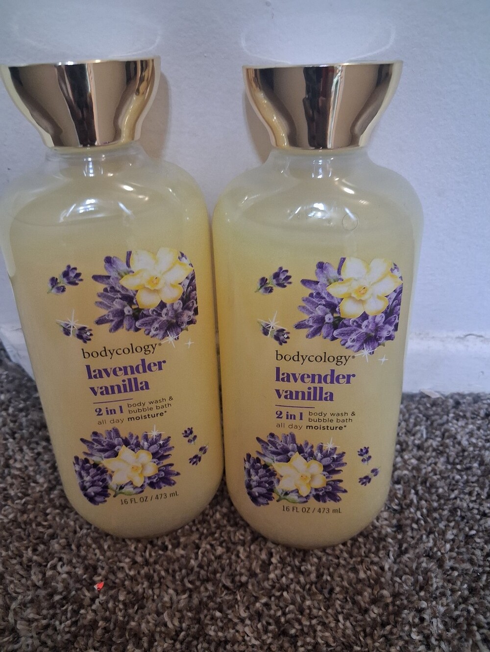 2 Pack Bodycology Lavender Vanilla 2 In 1 Body Wash & Bubble Bath 16oz Moisture